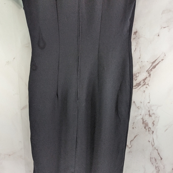 Vintage 90s Dress Womens 6 Small Black Midi Button Short Sleeve Minimalist 80s - Picture 7 of 10